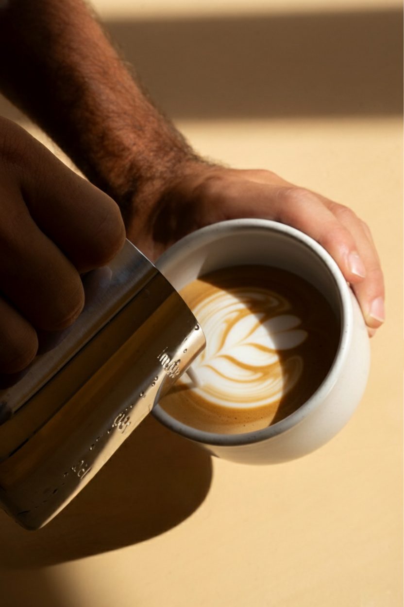 Grounded & Nestled latte art pour Bali