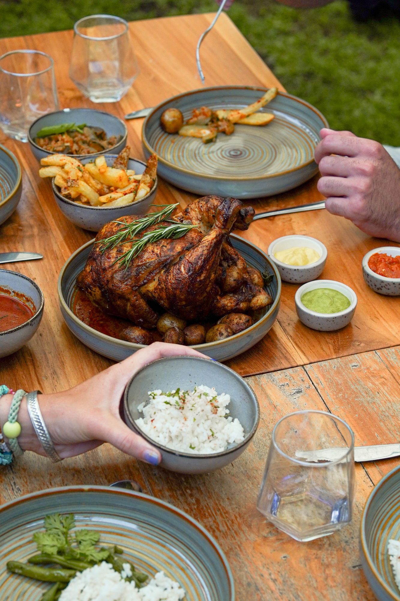 Rotisserie Bali overhead food styling