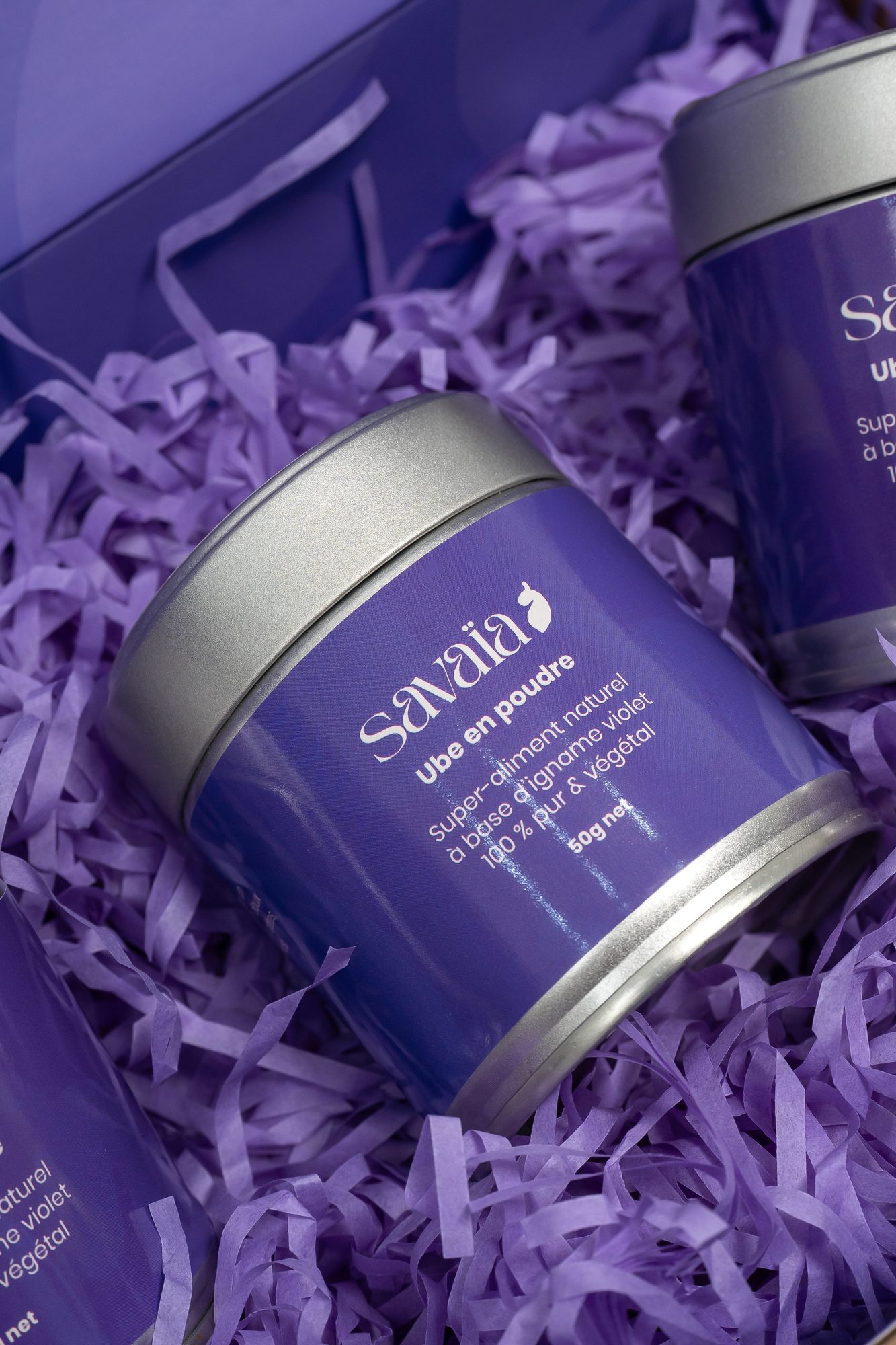 Ube Savaia product powder tins Bali